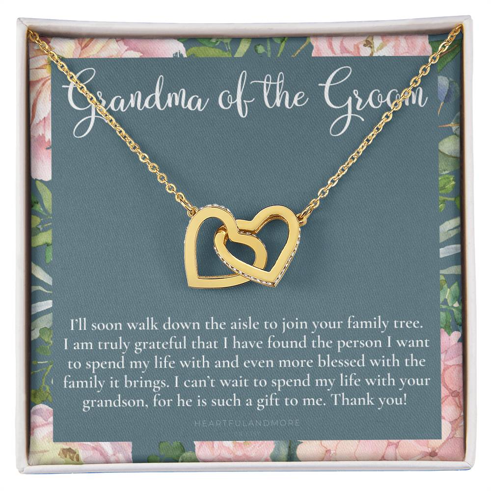 Grandmother Of The Groom Gift Necklace Grandma Wedding Gift Nana Bridal Shower Rehearsal Dinner Thank You Gift Interlocking Hearts Necklace