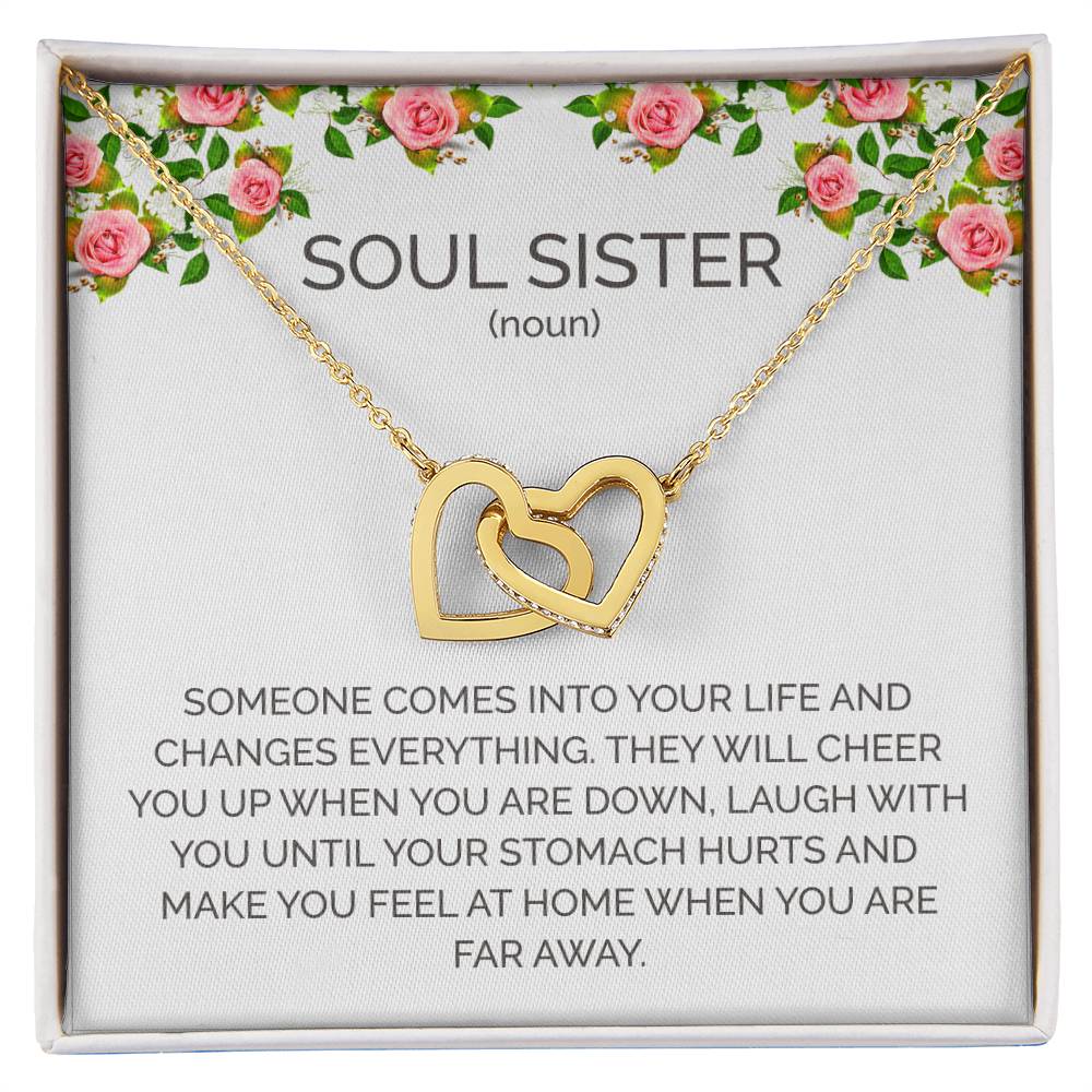 Soul Sister Unbiological Sister Necklace Sorority Sister Sister In Law Necklace Interlocking Hearts Necklace