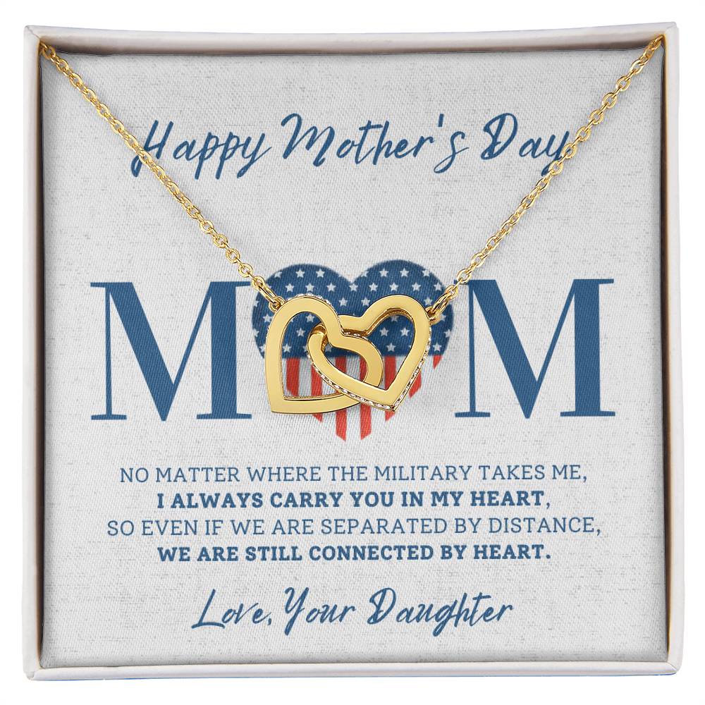 Military Daughter Carry You In My Heart Mother'S Day Necklace 🇺🇸 Interlocking Hearts Necklace