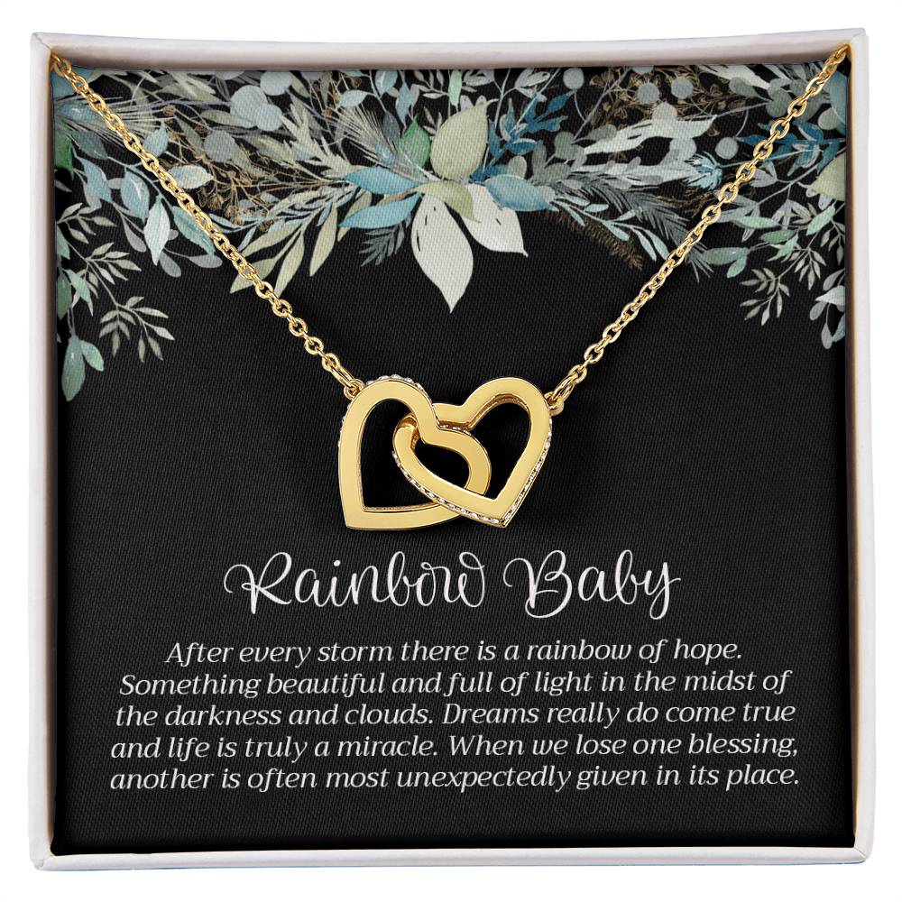 Rainbow Baby Necklace Interlocking Hearts Necklace
