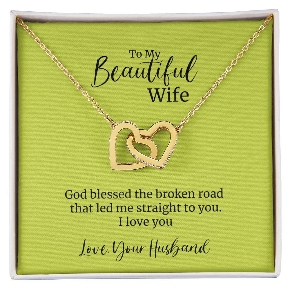 God Blessed The Broken Road To You Interlocking Hearts Necklace