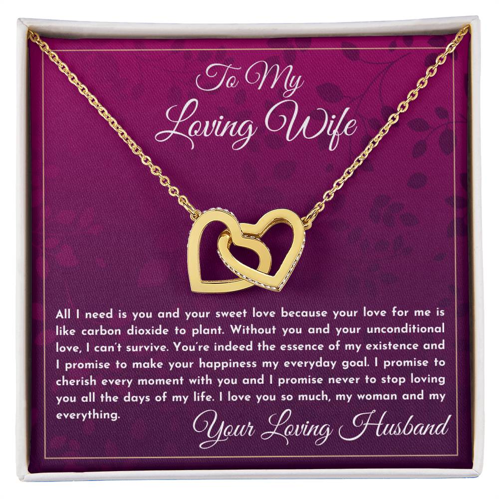 Gift For Wife All I Need Is You And Your Sweet Love Interlocking Hearts Necklace