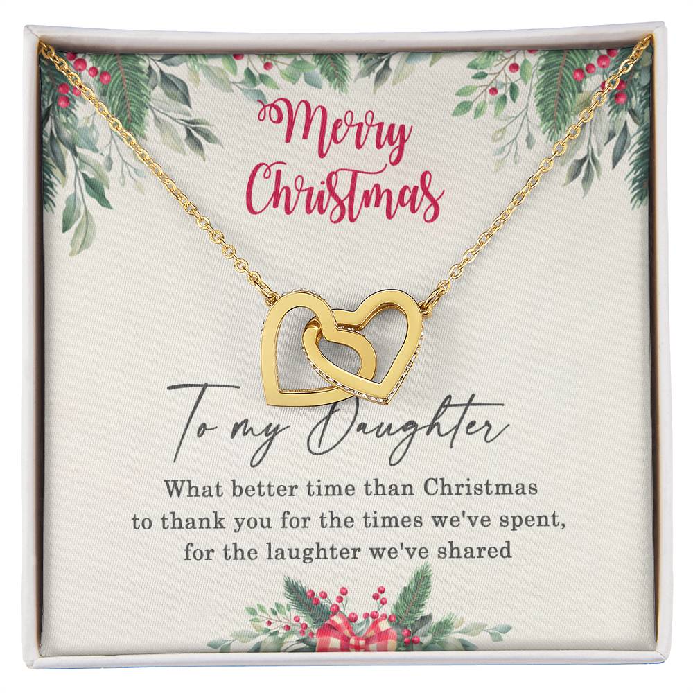 To My Daughter Interlocking Hearts Necklace Message Card
