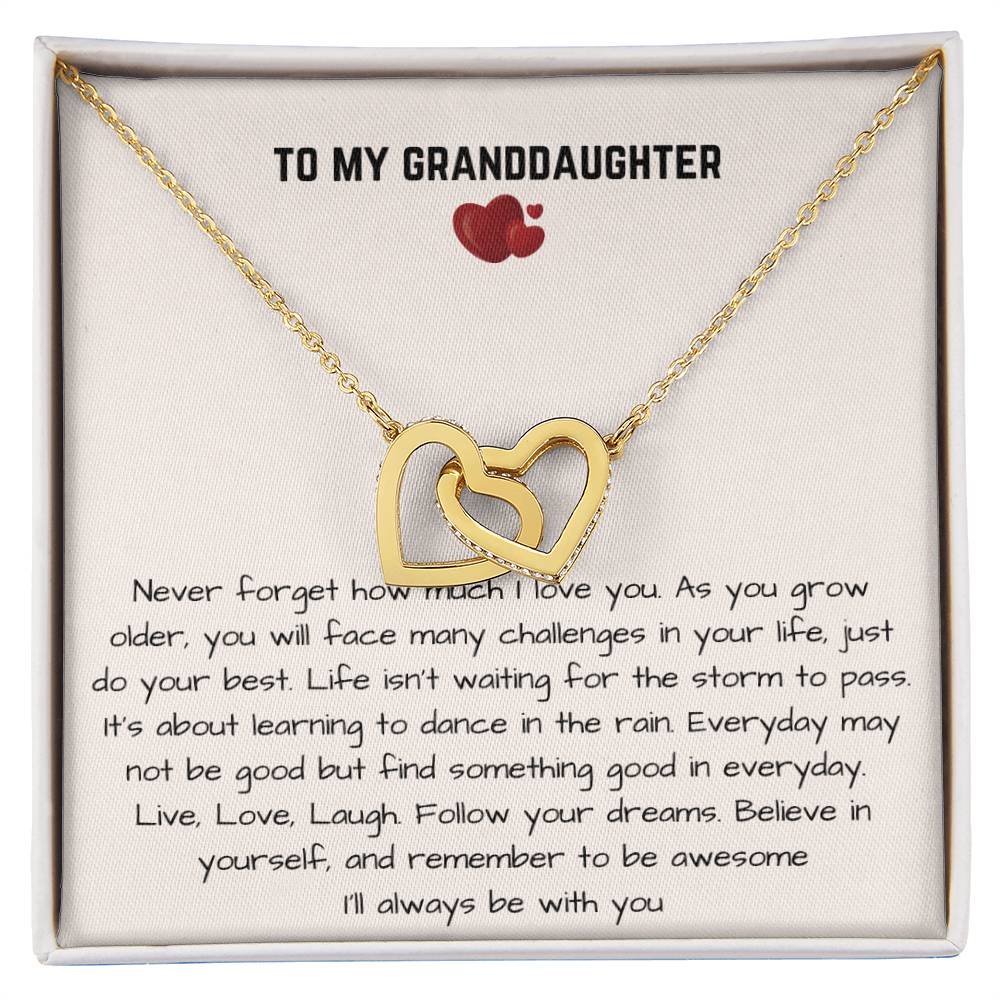 To My Granddaughter - I'Ll Always Be With You - Interlocking Heart Necklace Interlocking Hearts Necklace