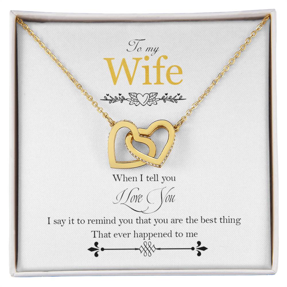 To My Wife - Love Card And Necklace Gbc Interlocking Hearts Necklace