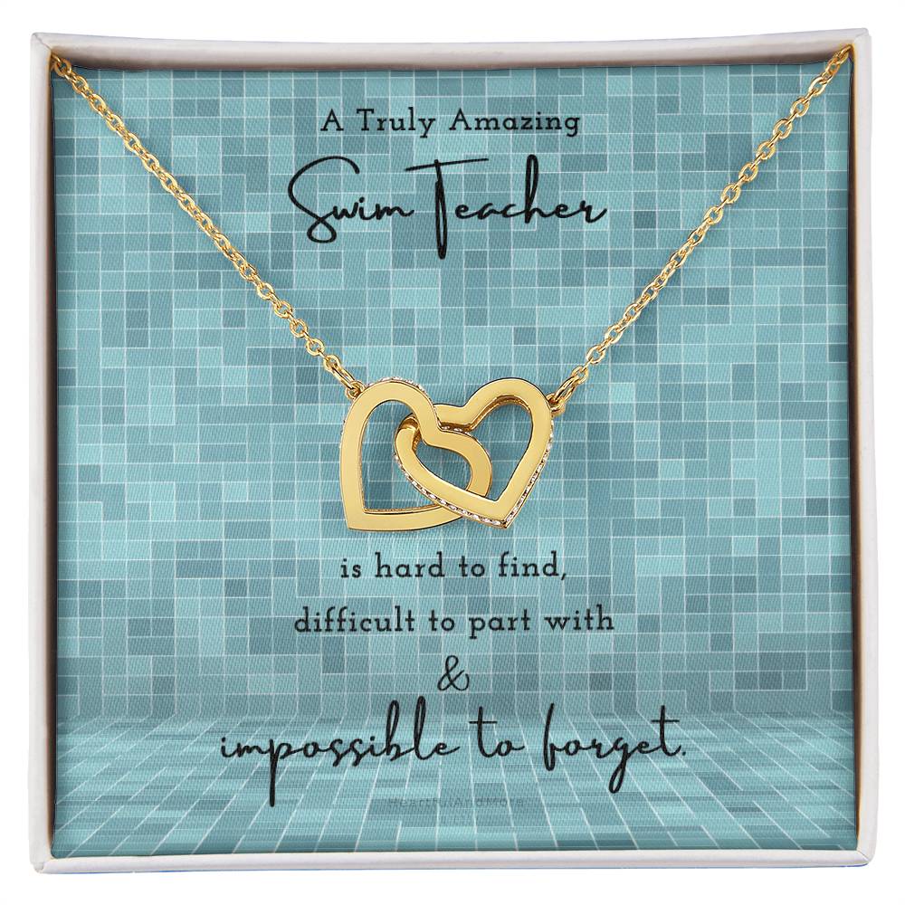 Gift For Swim Teacher Swim Teacher Appreciation Gift A Truly Amazing Swim Teacher Gift Interlocking Hearts Necklace