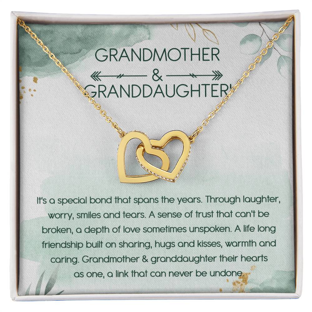 Grandmother & Granddaughter Interlocking Hearts Necklace Message Card