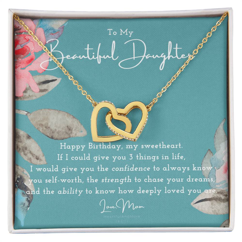 To My Daughter Daughter Necklace Anniversary Gift For Daughter Daughter Gift Gift For Daughter Birthday Gift Daughter Birthday Necklace Gift With Message Card Interlocking Hearts Necklace