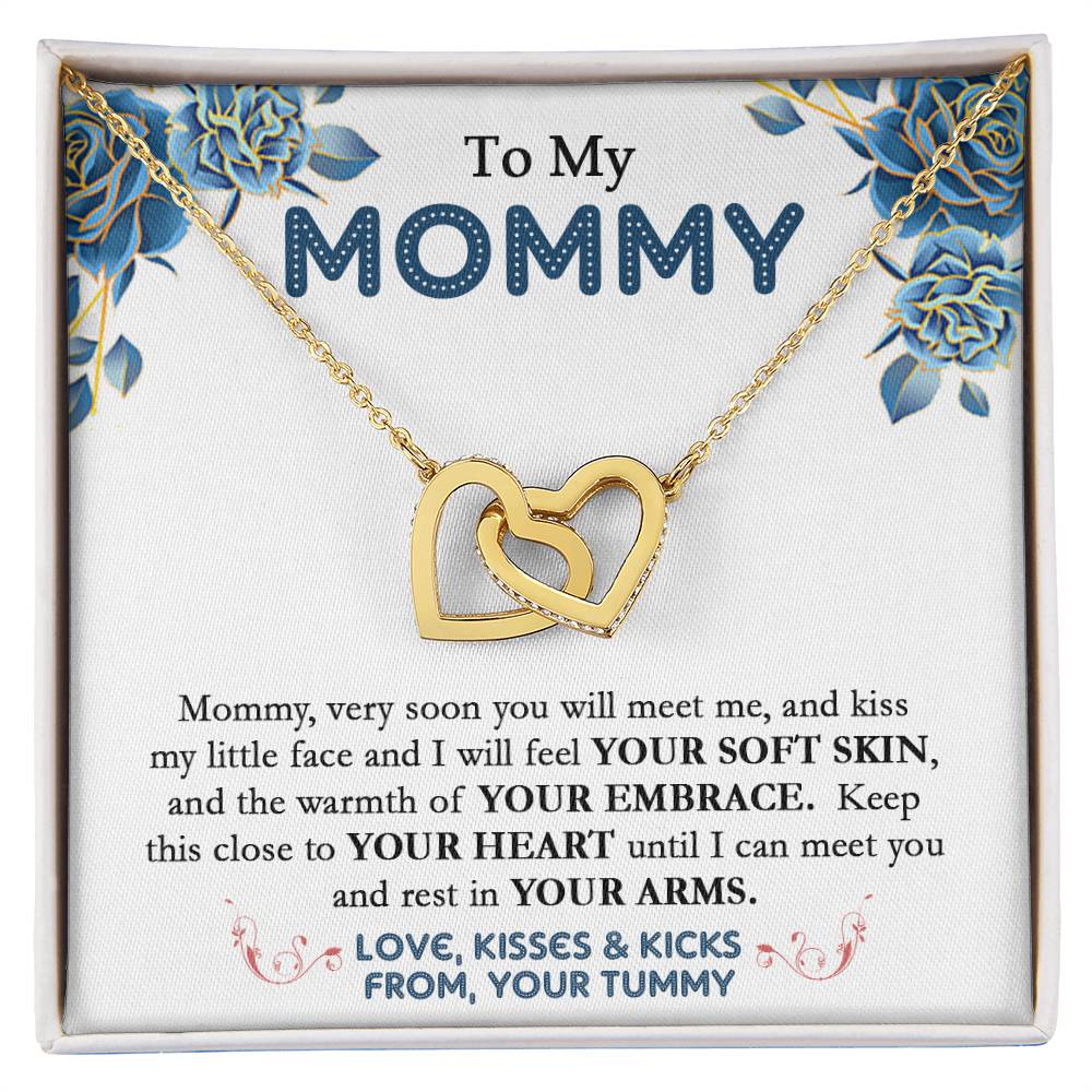 To My Mommy - From Your Tummy - Pregnancy Gift - Mother'S Day Gift - Luxury Necklace Interlocking Hearts Necklace
