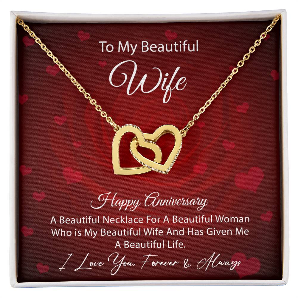 Anniversary Gift For Wife Interlocking Hearts Necklace