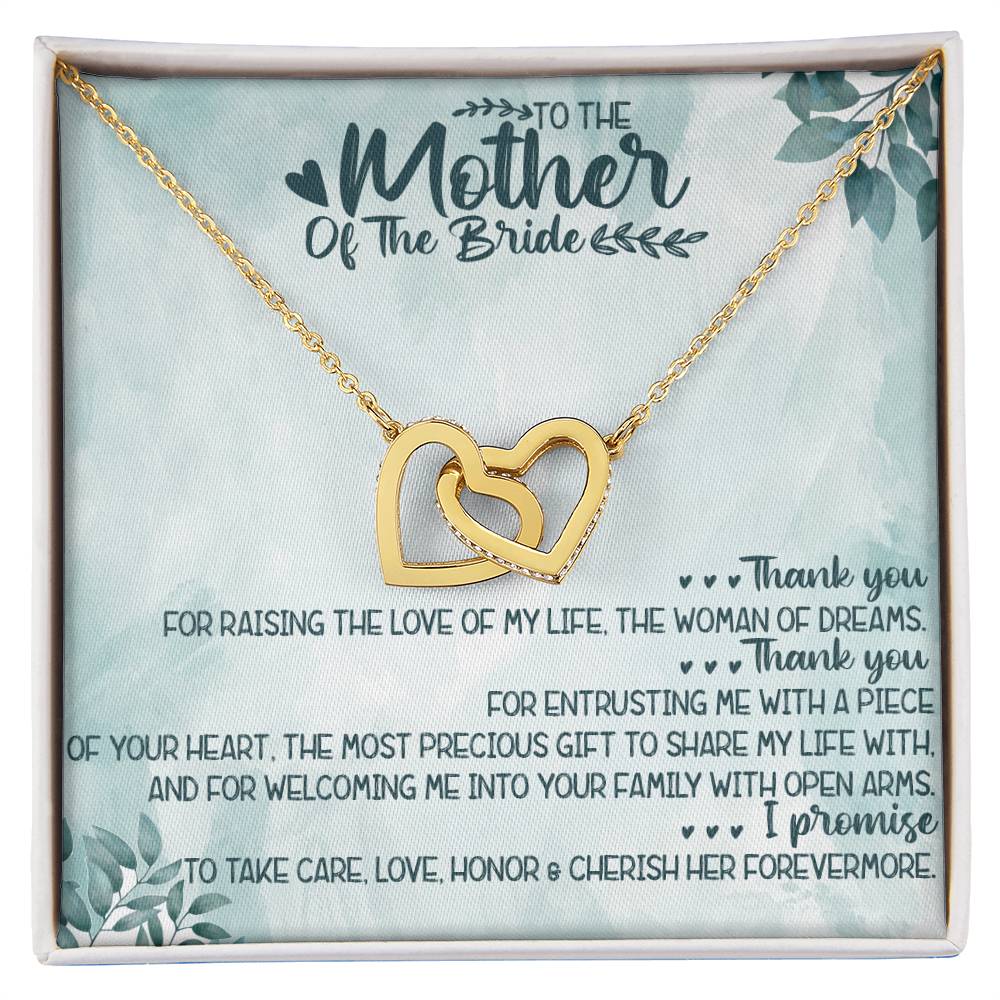 To The Mother Of The Bride Interlocking Hearts Necklace Message Card