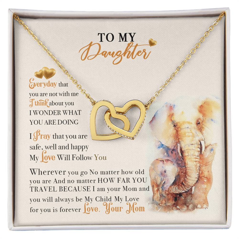 To My Daughter Necklace From Elephant Mom Interlocking Hearts Necklace