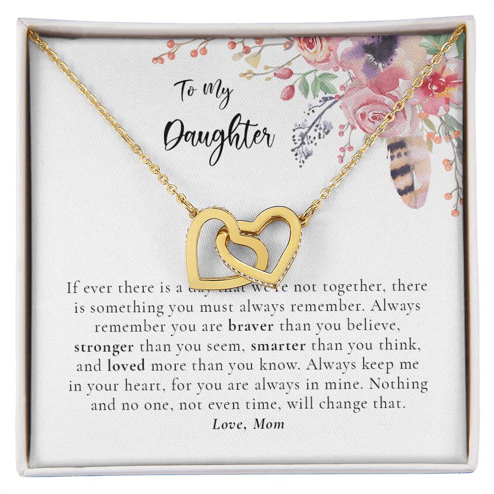 To My Daughter Necklace - White Interlocking Hearts Necklace
