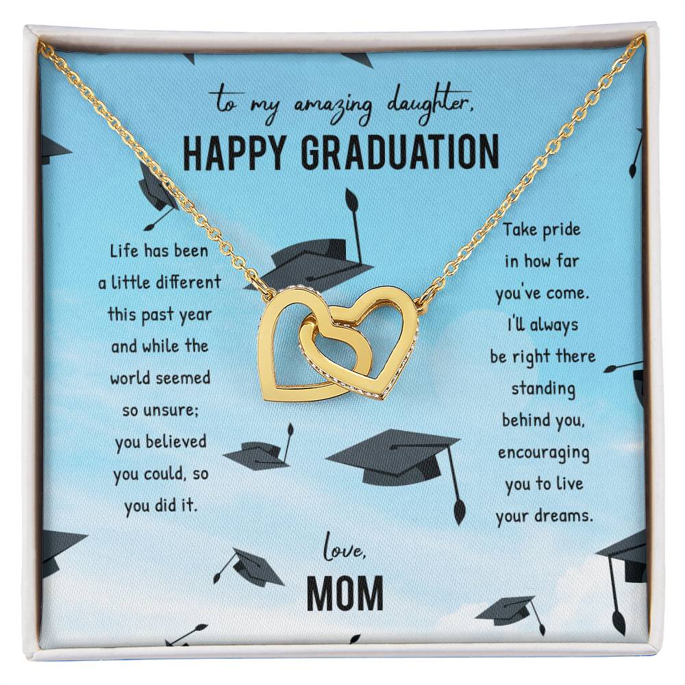 Graduation Gift For Daughter Single Pearl Necklace Personalized Graduation Jewelry For College Senior Graduation Graduation Gift For Her Interlocking Hearts Necklace