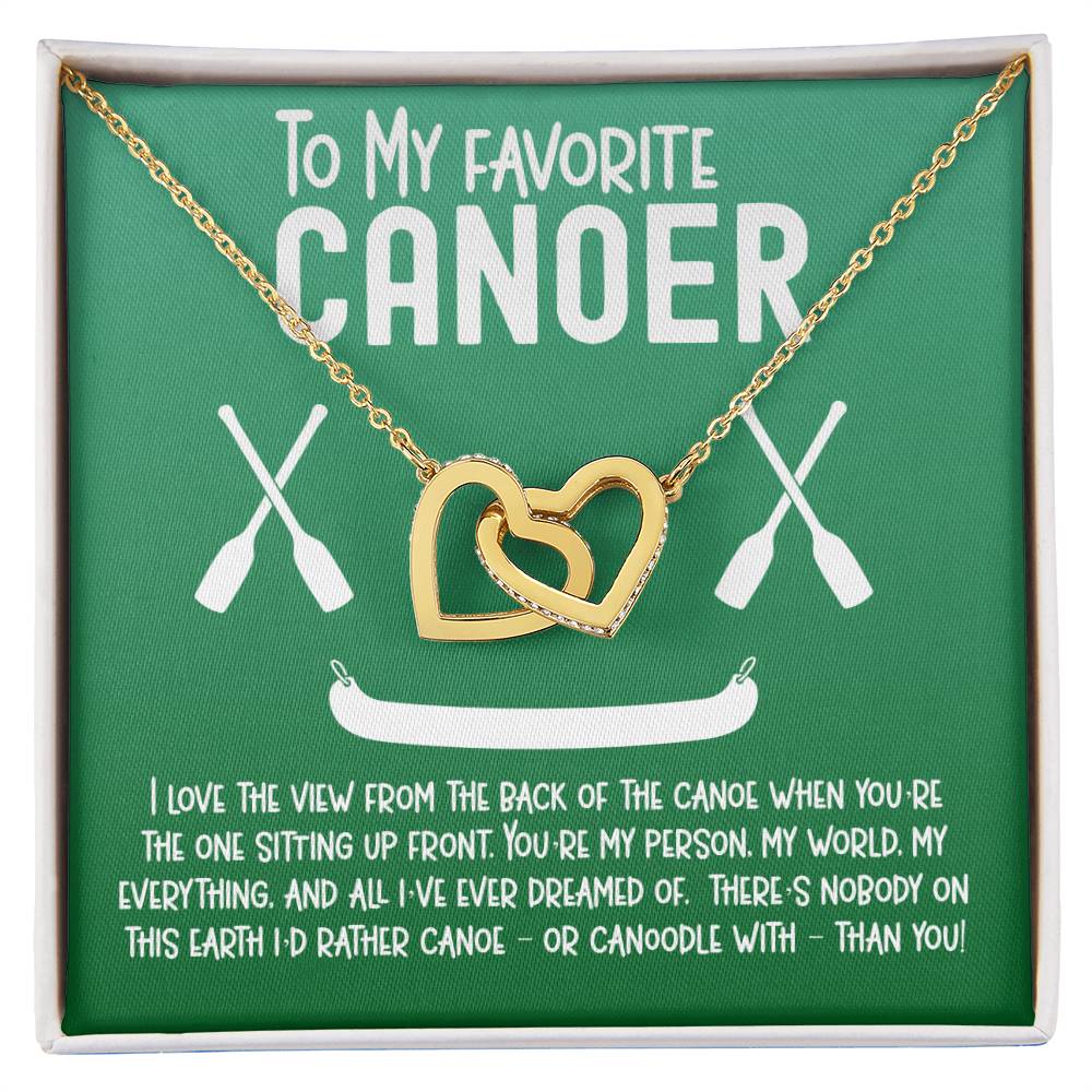 To My Favorite Canoer - Perfect Gift For Outdoors Woman - Interlocking Hearts Interlocking Hearts Necklace