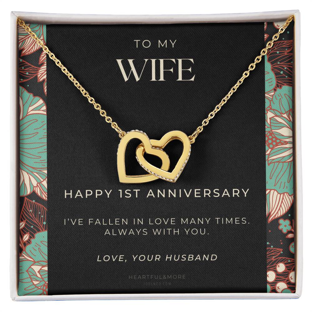 1 Year Anniversary Gift For Wife 1 Year Anniversary Gifts 1 Year Wedding Anniversary Gift Ideas 1St Wedding Anniversary Gift For Her Interlocking Hearts Necklace