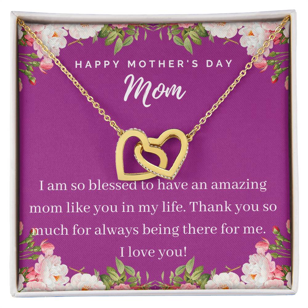 Happy Mother'S Day Mom - Interlocking Hearts Necklace