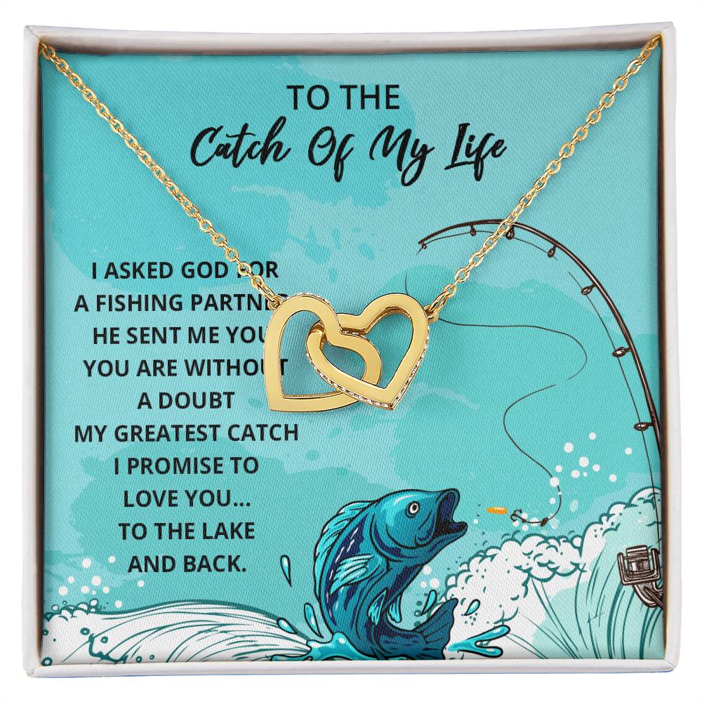 Wife Gift Wife Necklace Infinity Fishing Theme Anniversary Gift For Wife Catch Of My Life Interlocking Hearts Necklace