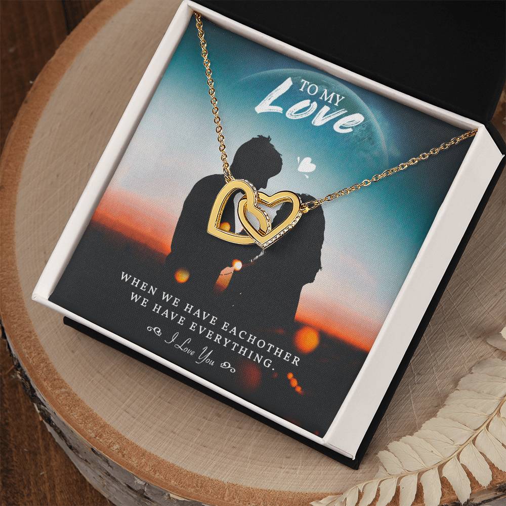 To My Love Necklace For Soulmate Jewelry For Soulmate Romantic Meaningful Valentine’S Day Gift Anniversary Birthday Gift For Her Interlocking Hearts Necklace