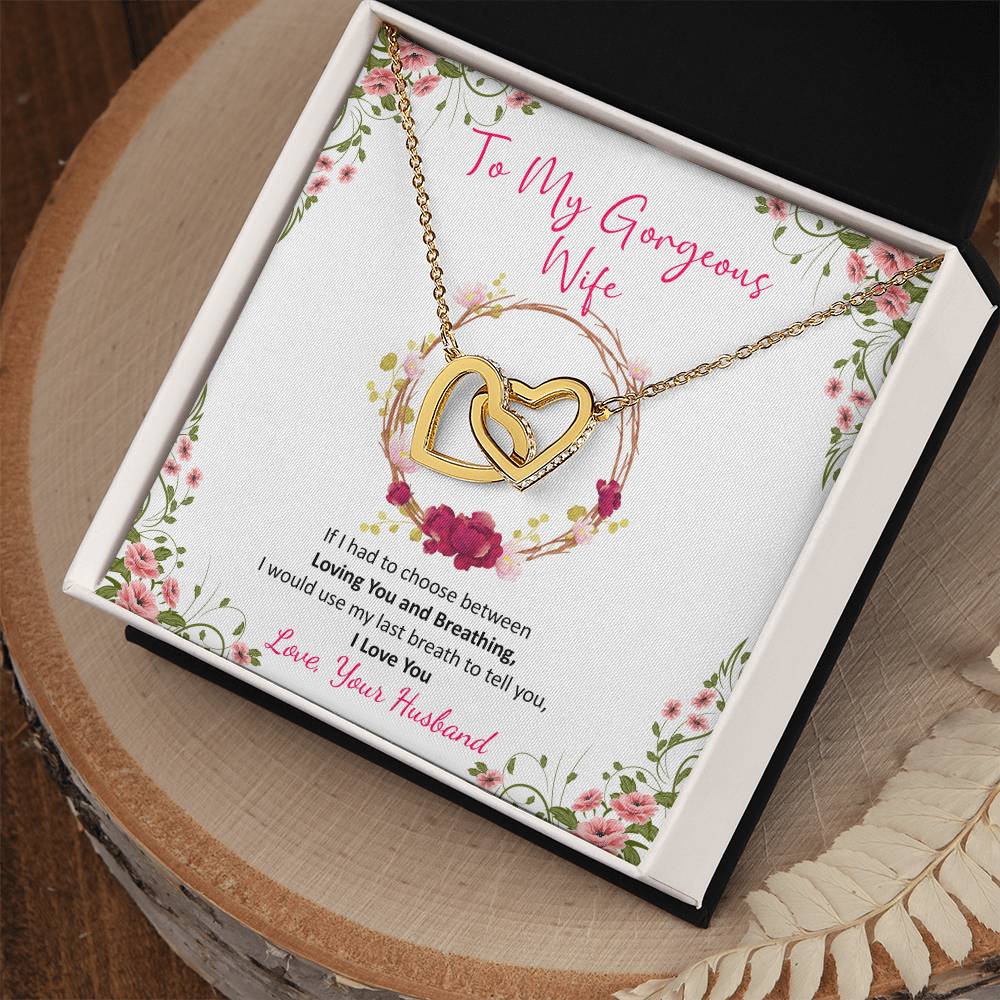 Husband To Wife Last Breath Interlocking Hearts Necklace