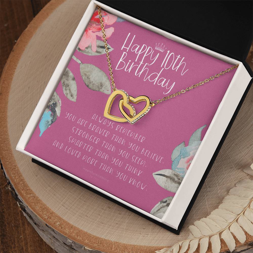10Th Birthday Gift For Girl Birthday Gift For 10 Year Old Tenth Birthday Birthday Gift Little Girl Personalized Necklace Heart Necklace Interlocking Hearts Necklace