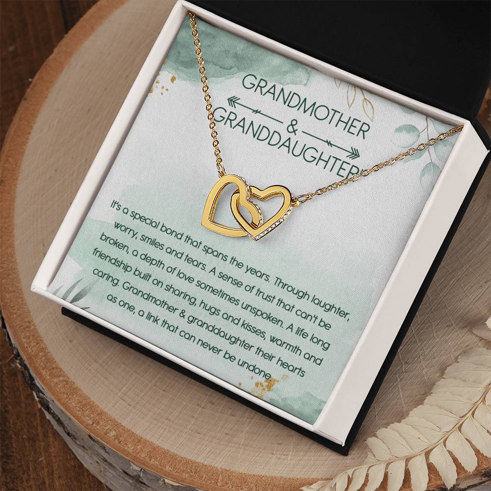 Grandmother & Granddaughter Interlocking Hearts Necklace Message Card