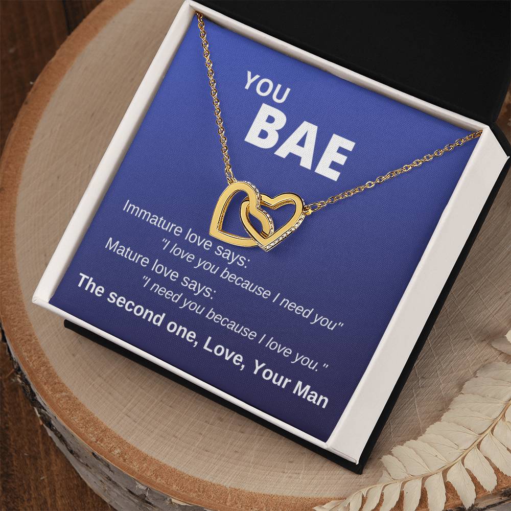 You Bae Linked Hearts Gift To Girlfriend Fiancee Wife Interlocking Hearts Necklace
