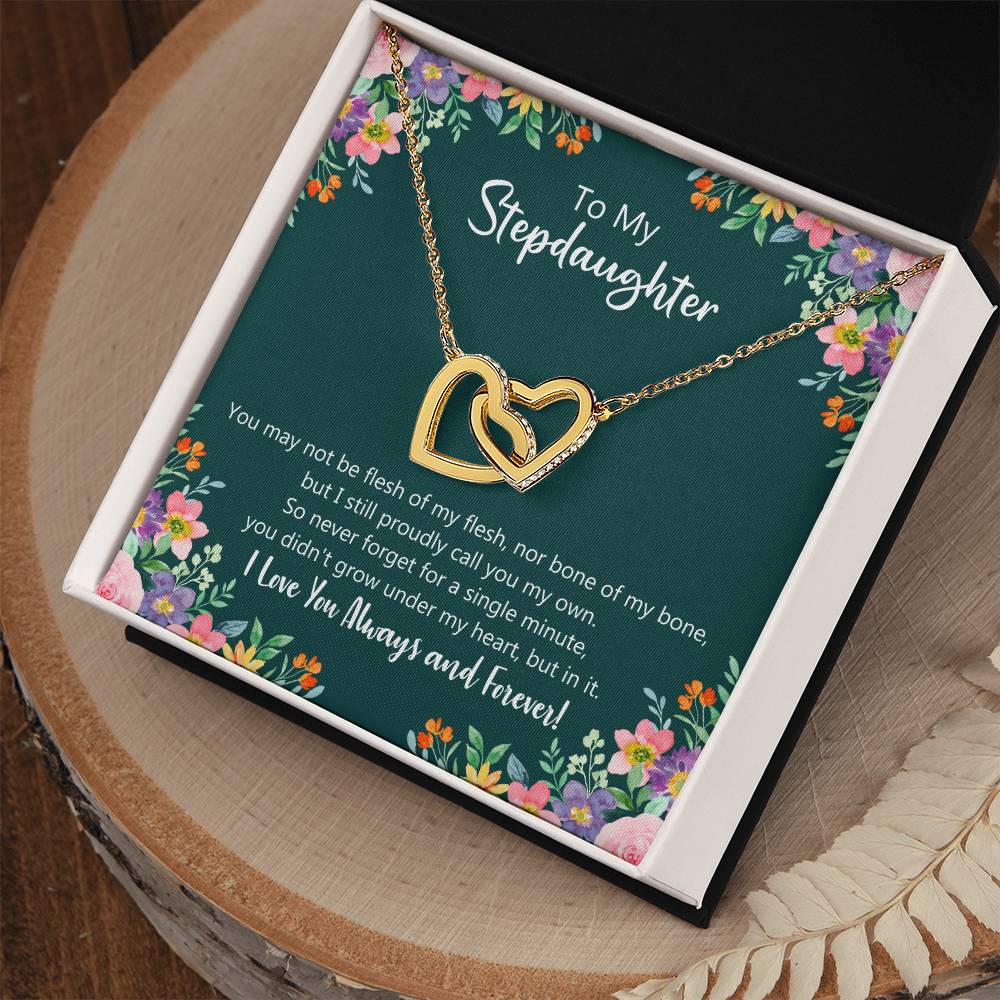 I Proudly Call You My Own - Stepdaughter Gift Necklace Interlocking Hearts Necklace