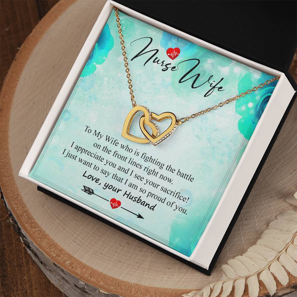 A Special Gift For Nurse Wife - Who Is Fighting On The Front Lines. Interlocking Hearts Necklace