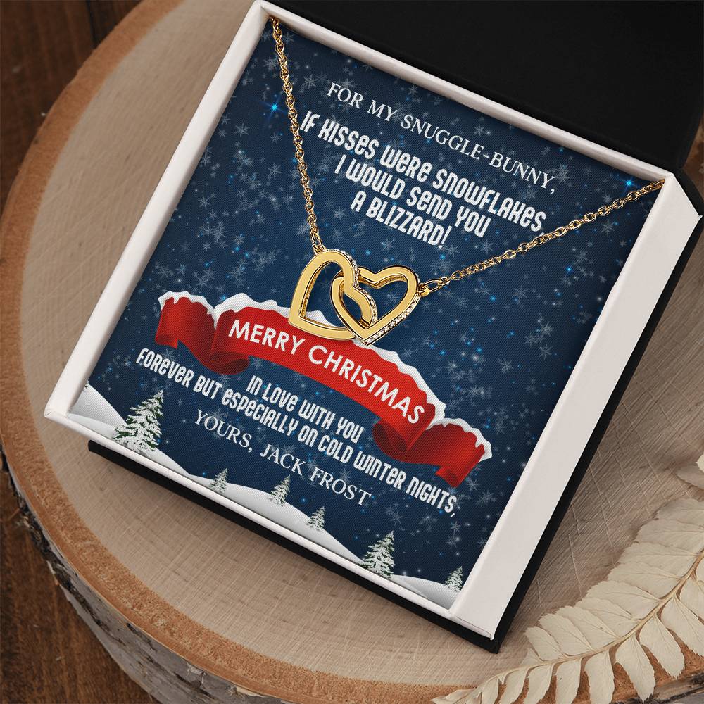 Husband To Wife - If Kisses Were Snowflakes - Customizable Christmas Gift Interlocking Hearts Necklace