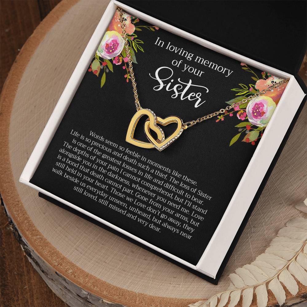 Loving Memory Sister Necklace Interlocking Hearts Necklace