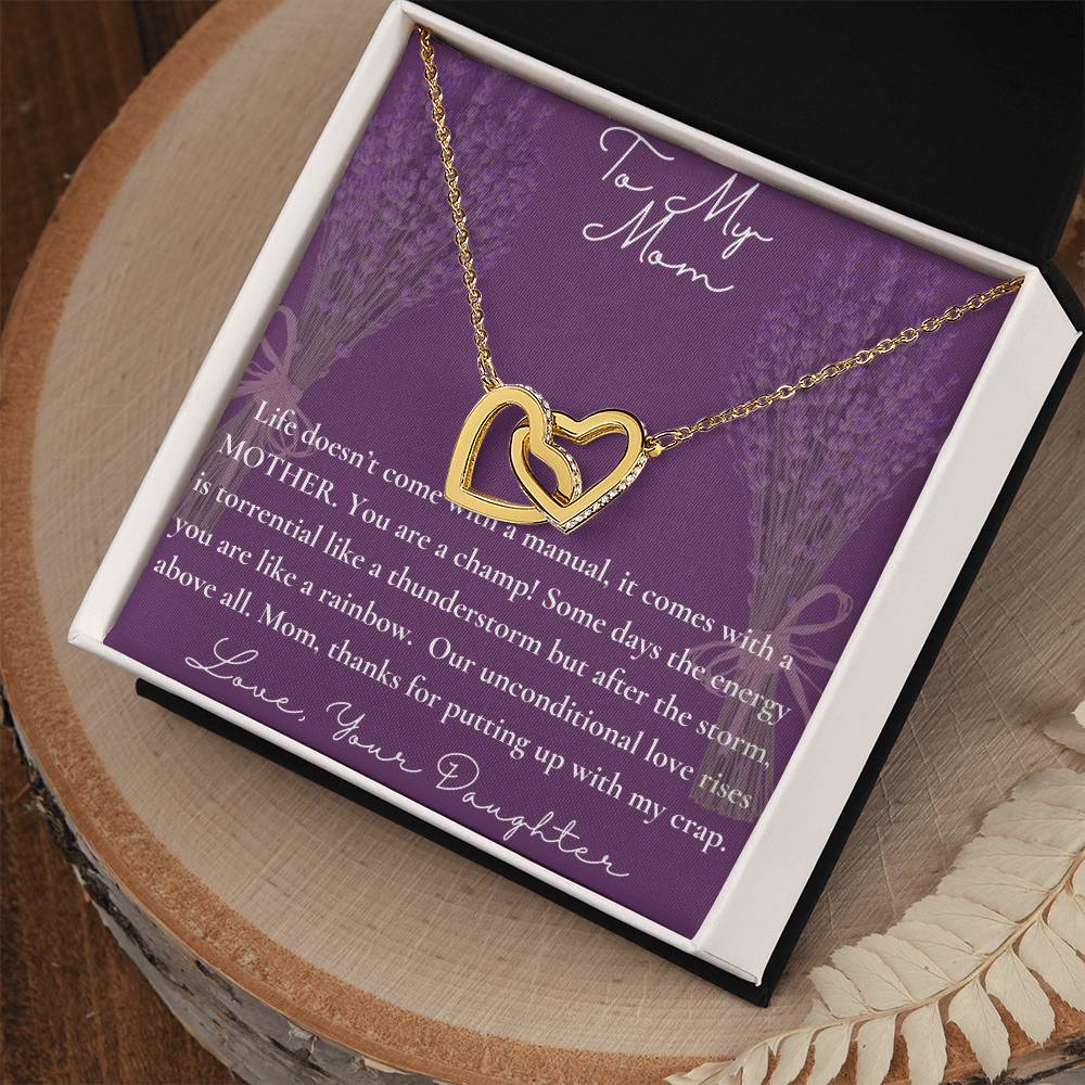 To Mom From Daughter Necklace. Happy Mother'S Day! Interlocking Hearts Necklace