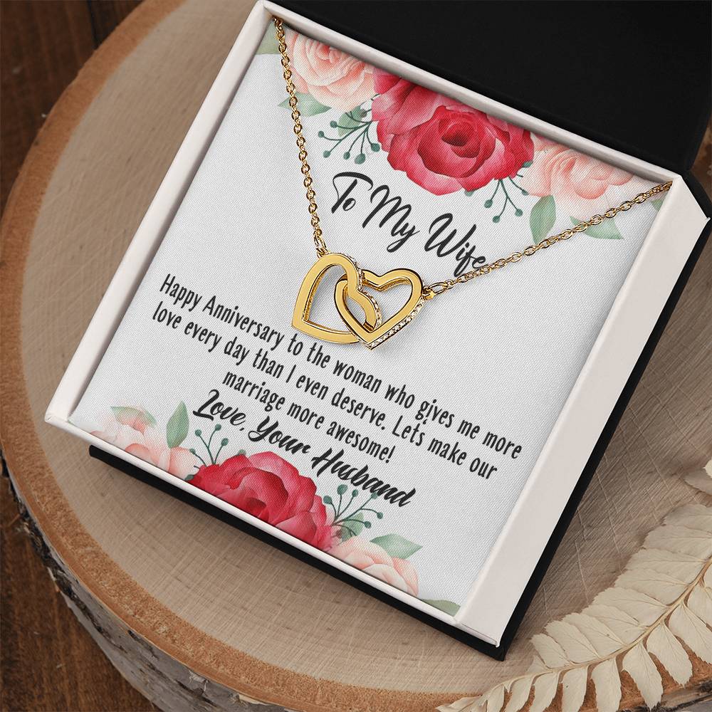 Anniversary Best Gift For Wife Interlocking Hearts Necklace With On Demand Massage Card