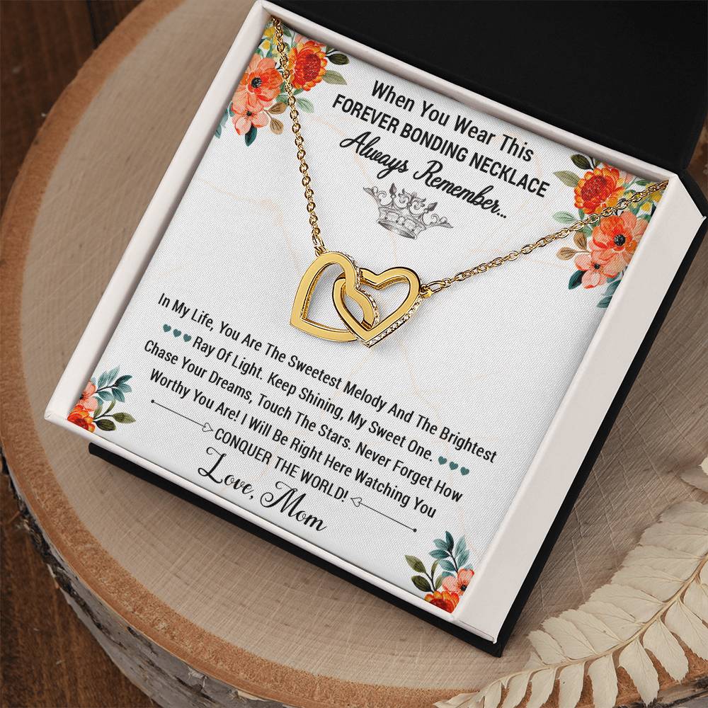 Forever Bonding Heart Necklace Gift Set - To My Daughter You Can Conquer The World Interlocking Hearts Necklace