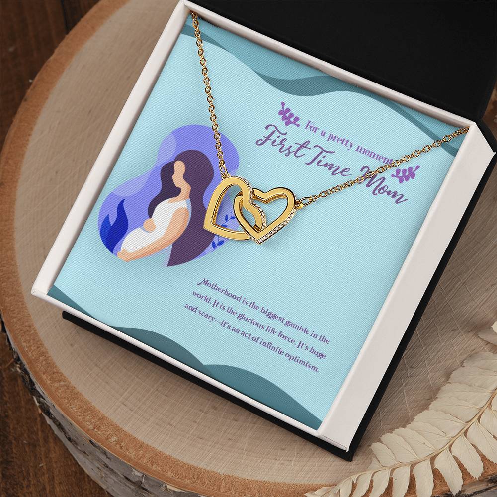 To My Mom The First Time Mommy Mother'S Day Mommy To Be Gift Pregnant Necklace Interlocking Hearts Necklace