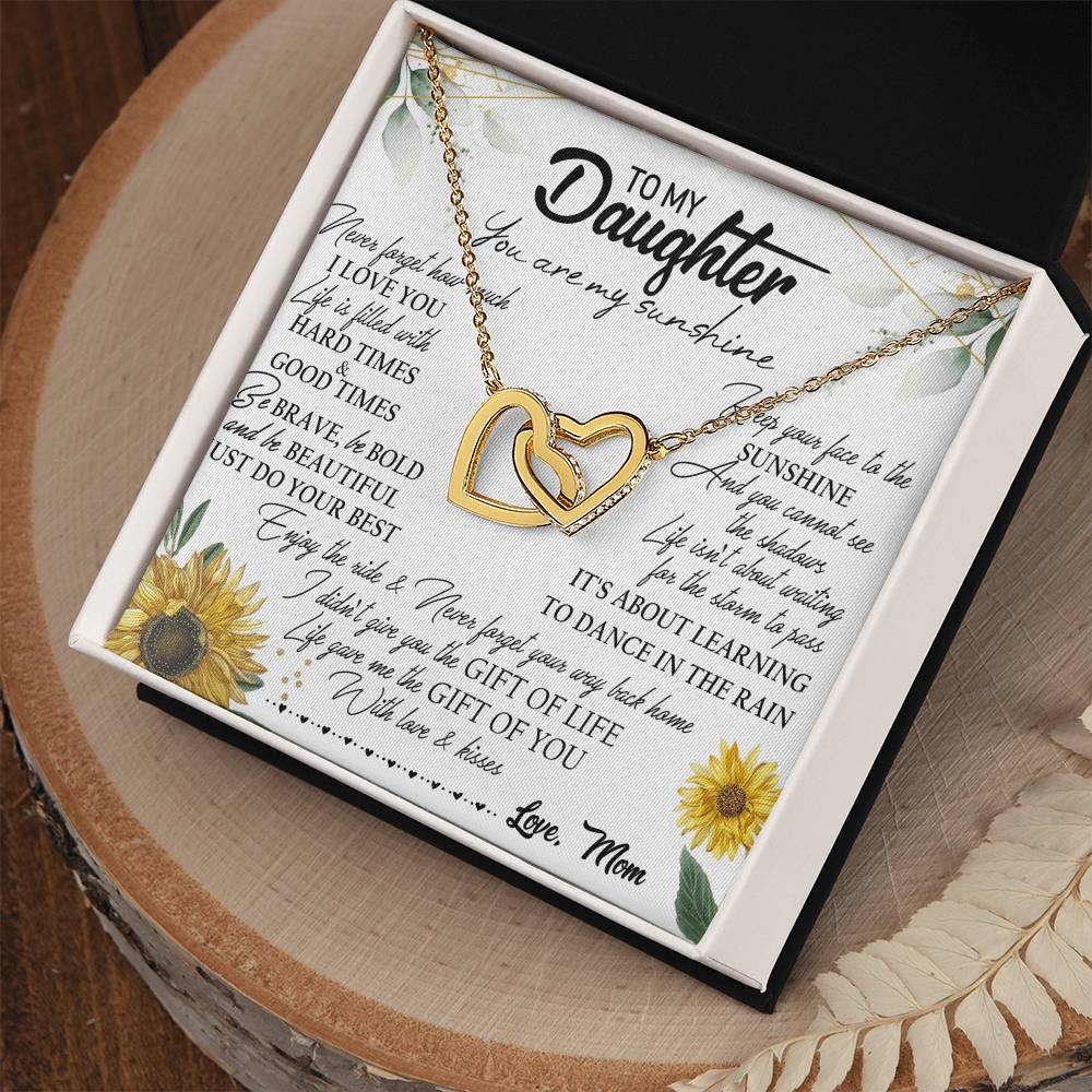 To My Daughter Interlocking Hearts Necklace Message Card
