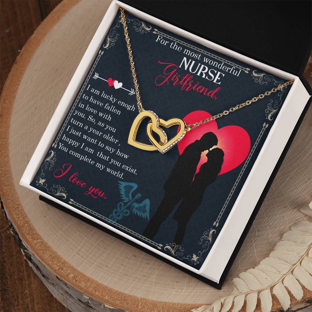 For The Most Wonderful Nurse Girlfriend - Interlocking Heart Necklace Interlocking Hearts Necklace