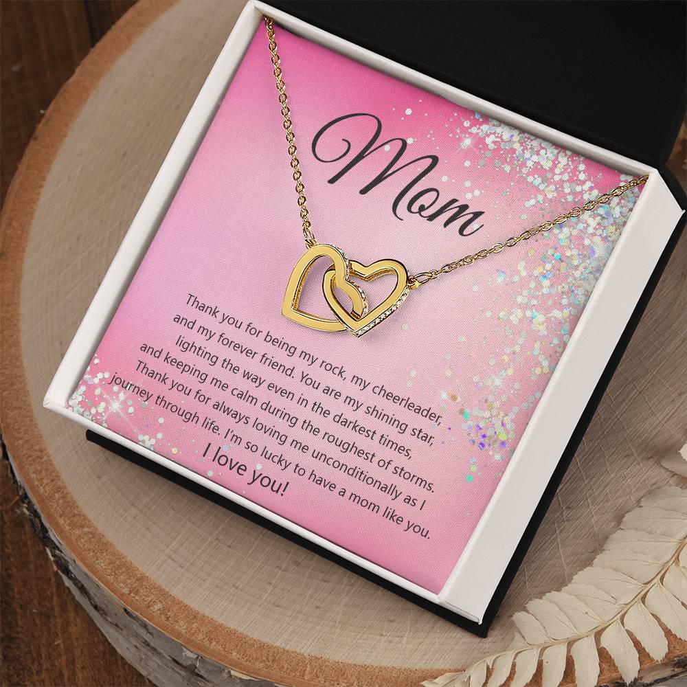 Thank You Mom Hearts Necklace Interlocking Hearts Necklace