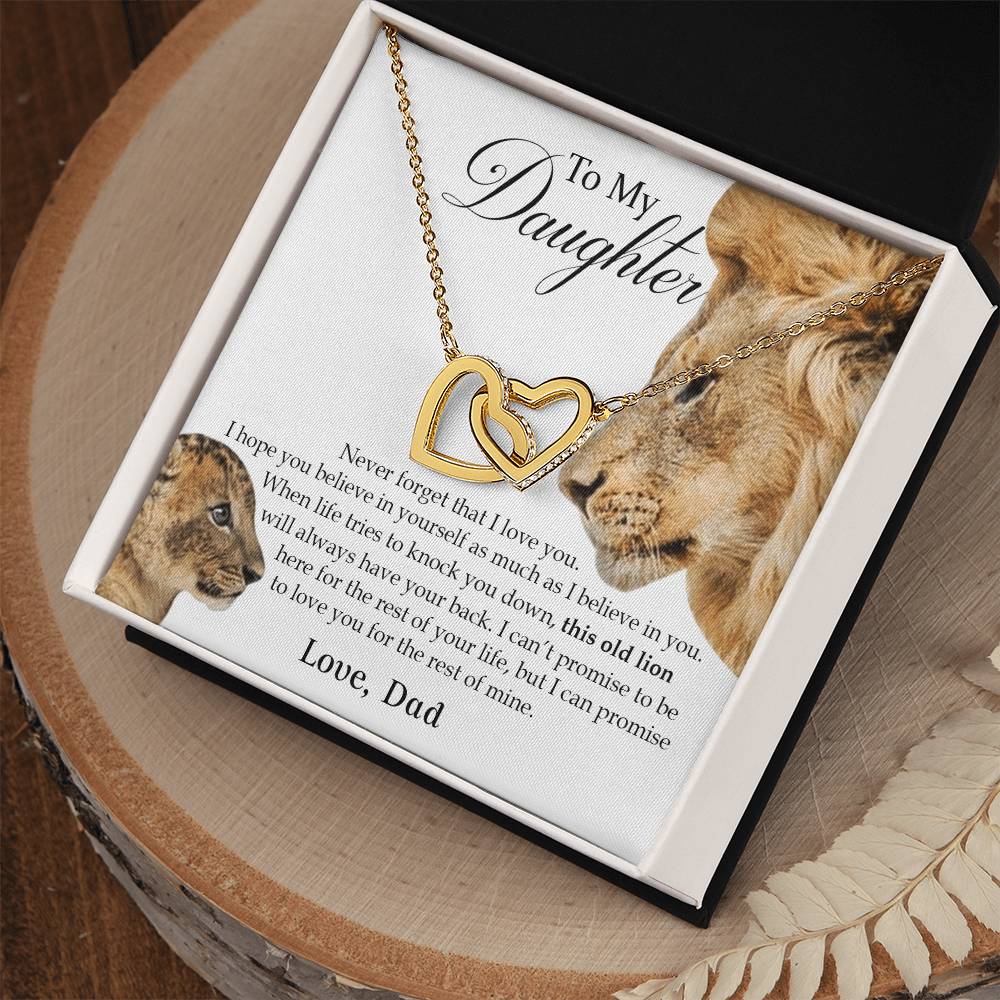 To My Daughter Interlocking Heart Necklace Old Lion Interlocking Hearts Necklace