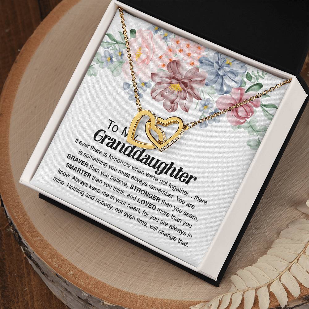 To My Granddaughter - Always Remember Interlocking Hearts Necklace