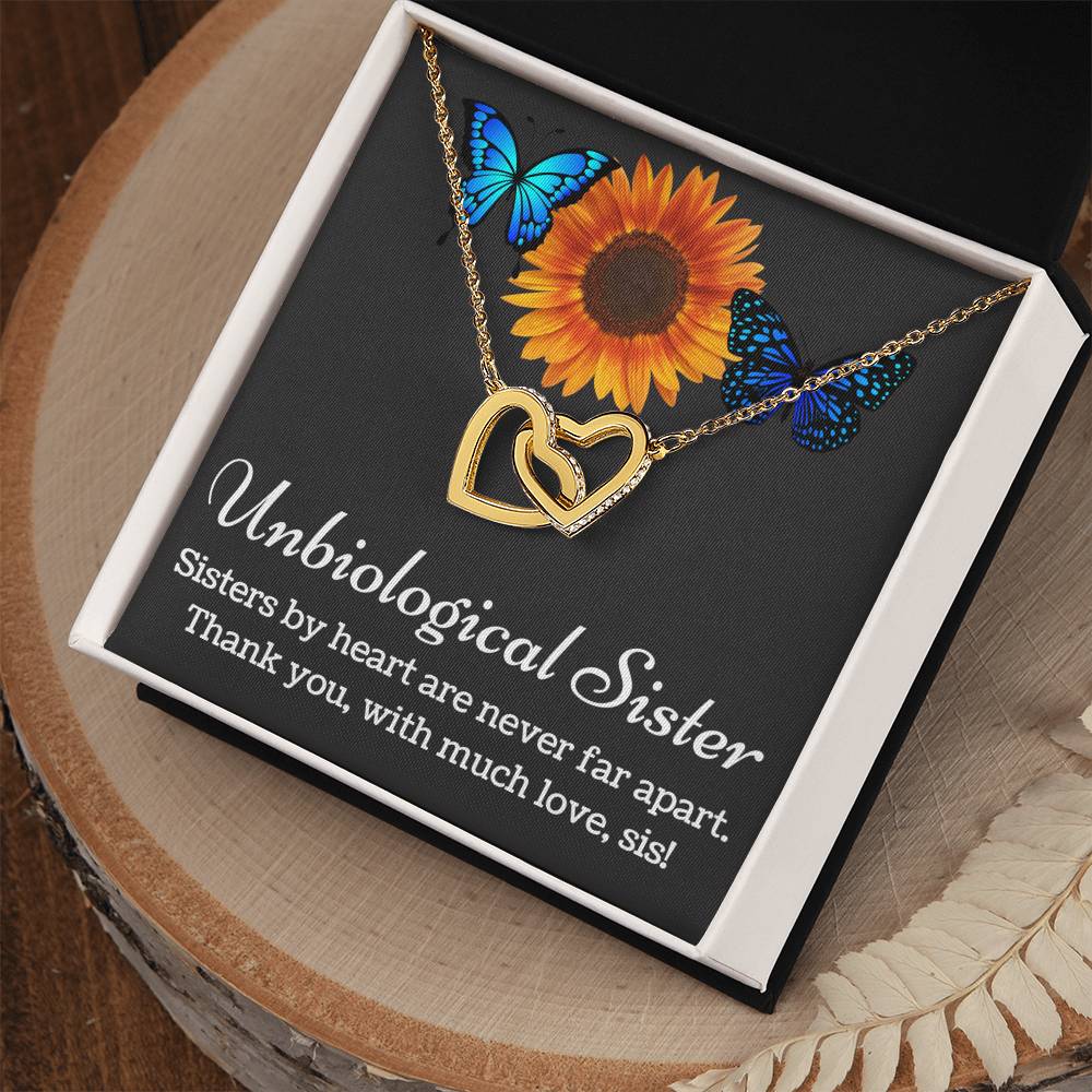 Unbiological Sister Necklace Interlocking Hearts Necklace