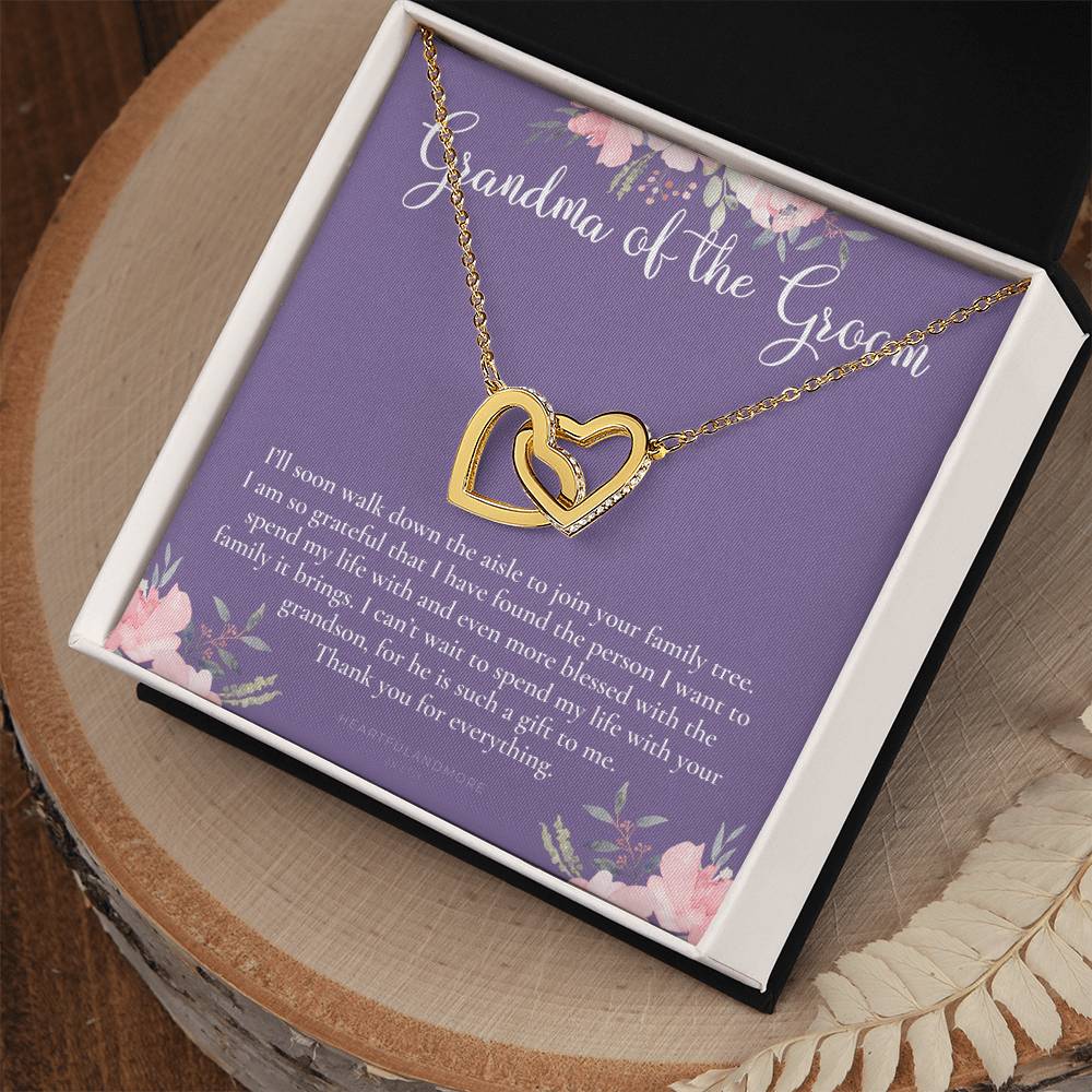 Grandmother Of The Groom Gift Necklace Grandma Wedding Gift Nana Bridal Shower Rehearsal Dinner Thank You Gift Interlocking Hearts Necklace