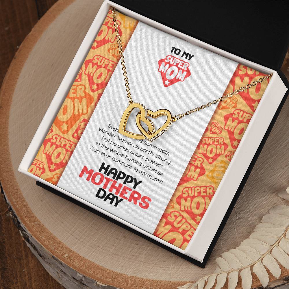 Super Mom Mothers Day Gift Necklace Interlocking Hearts Necklace