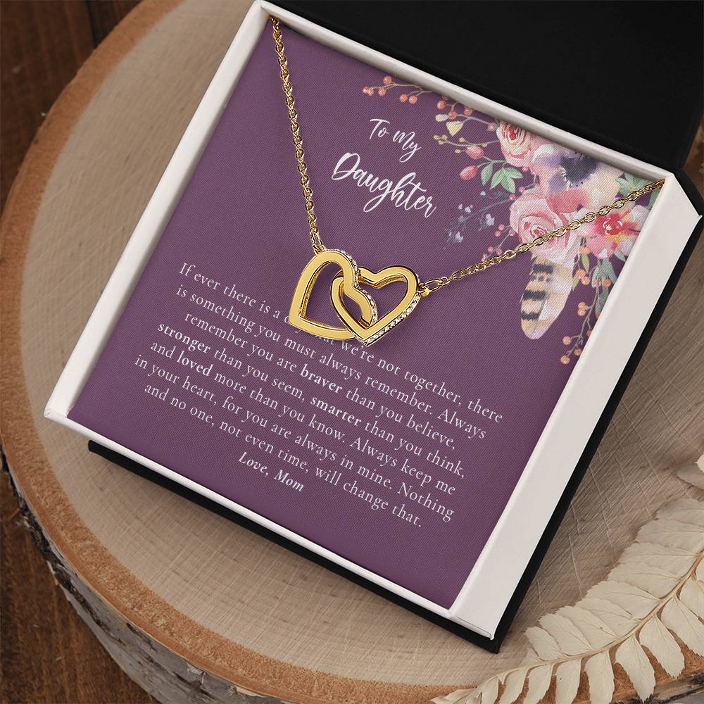 To My Daughter Necklace - Purple Interlocking Hearts Necklace