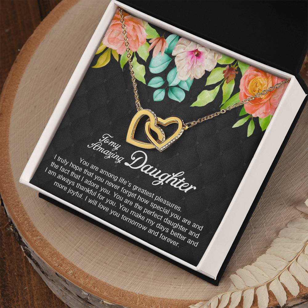 To My Amazing Daughter You Are Special And Adored Interlocking Hearts Necklace