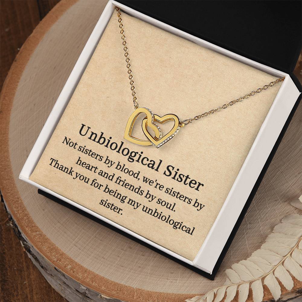 Unbiological Sister Interlocking Hearts Necklace