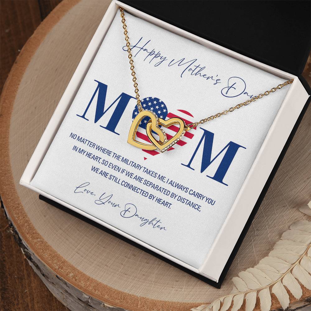 Military Daughter Carry You In My Heart Mother'S Day Necklace Interlocking Hearts Necklace