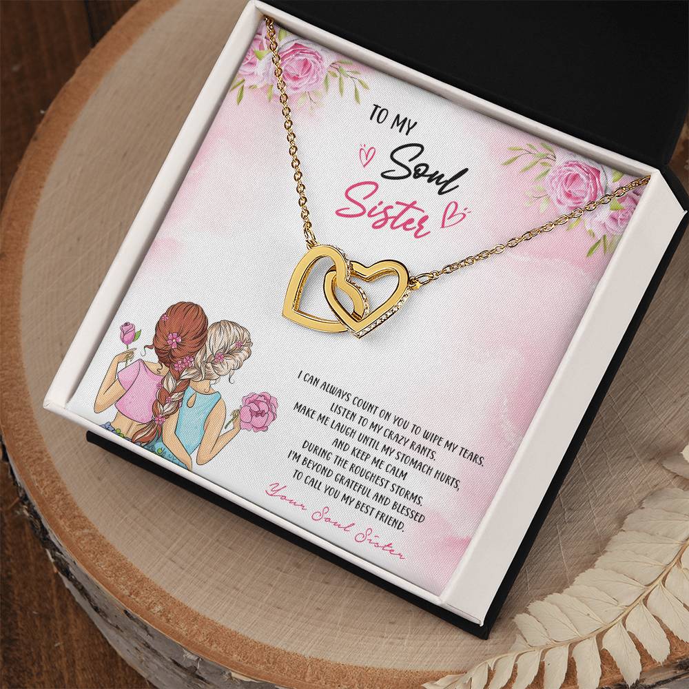 To My Soul Sister Necklace Interlocking Hearts Necklace