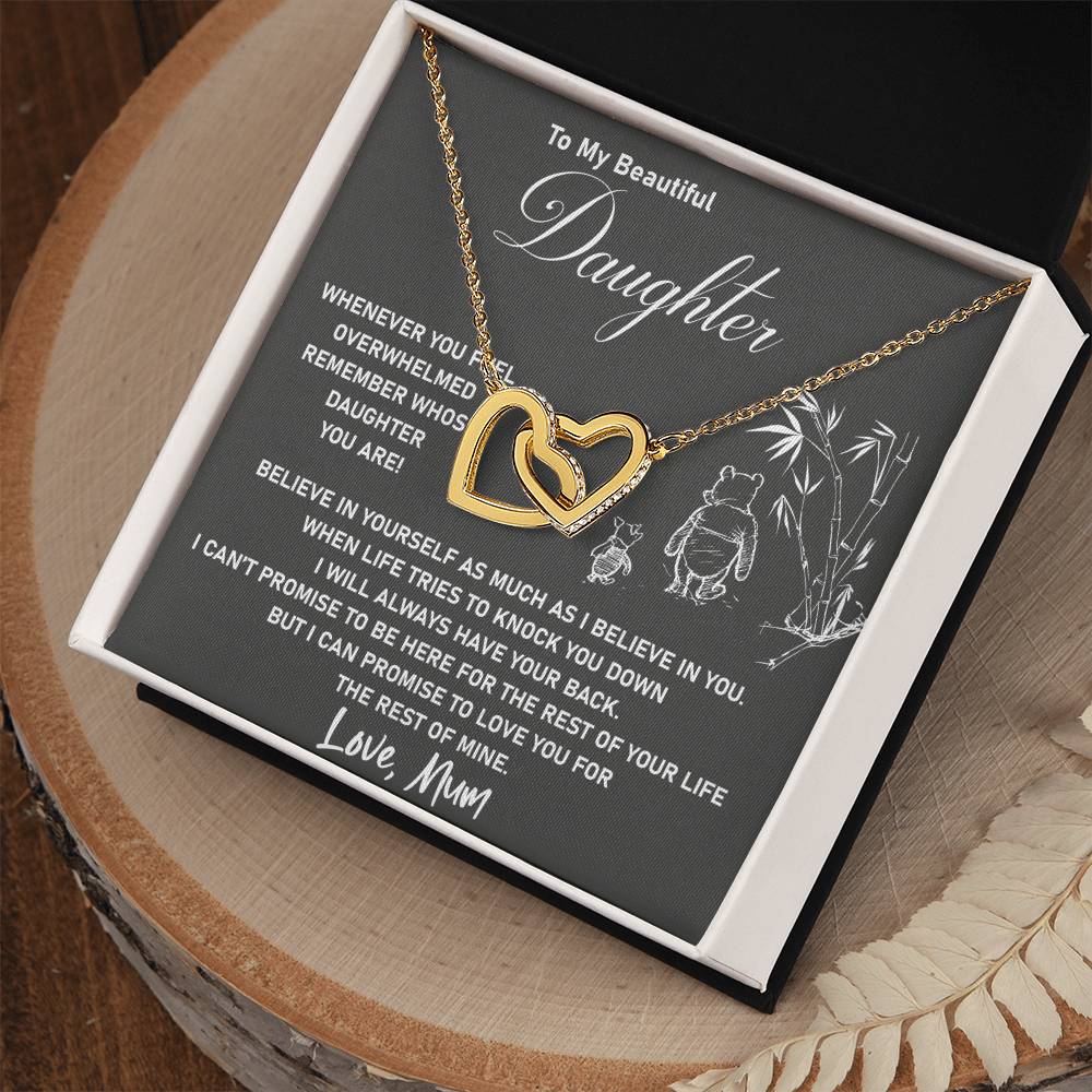 To My Daughter - I Will Love You For The Rest Of Mine - Necklace Interlocking Hearts Necklace