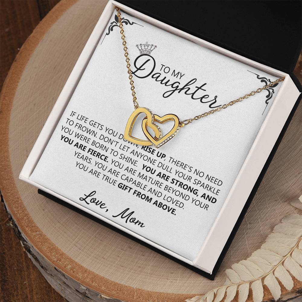To My Daughter - Unique Interlocking Hearts Binding Necklace Gift Set Interlocking Hearts Necklace
